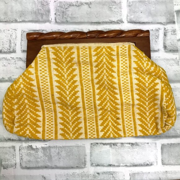 Handbags - Vintage Clutch Purse with Wooden Handle